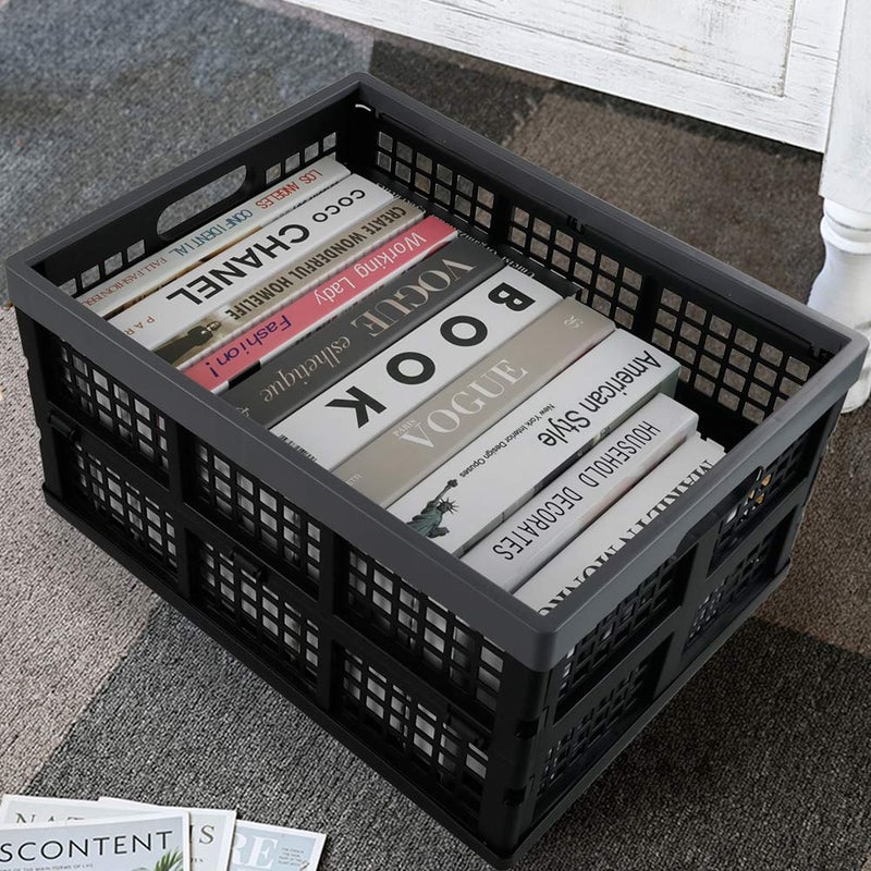 Pekky 34 Quart Plastic Milk Crates Stackable, Collapsible Storage Crate, 2 Packs - Image 4